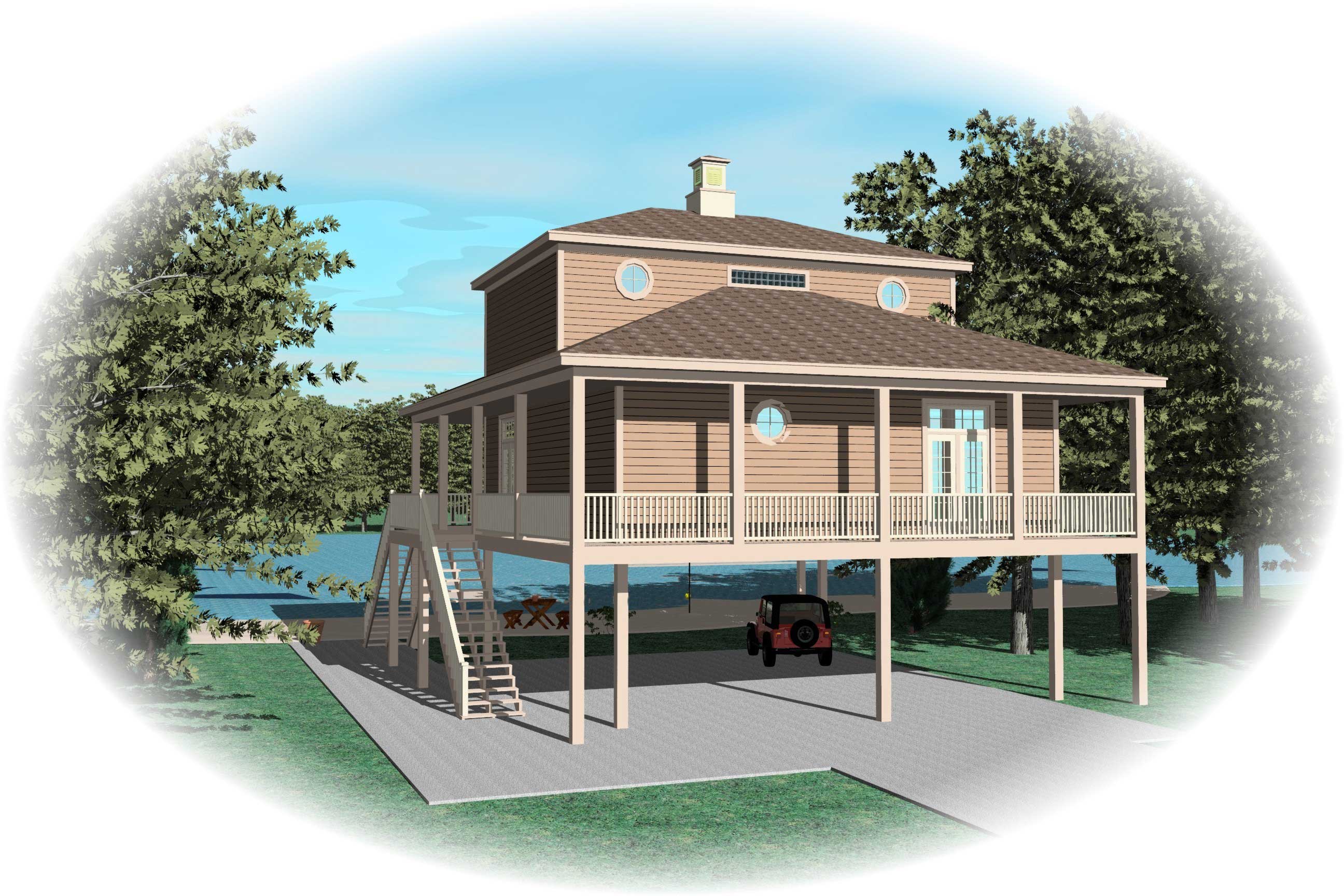 Home Plan Rear Elevation of this 3-Bedroom,1731 Sq Ft Plan -170-1615