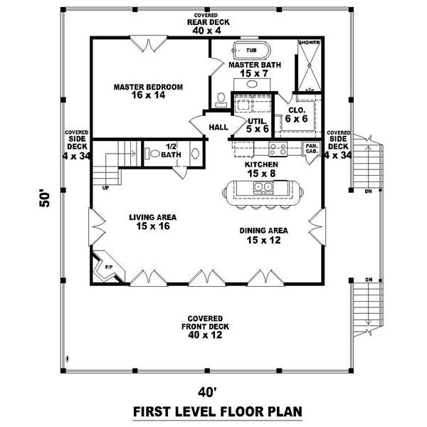 Floor Plan First Story of Coastal Plan #170-1615