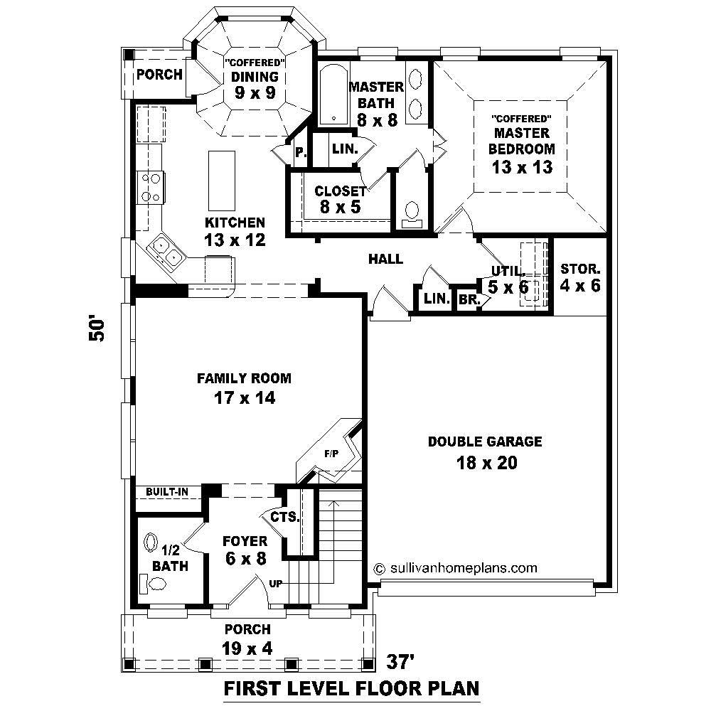 Floor Plan First Story of Cape Cod Plan #170-1616
