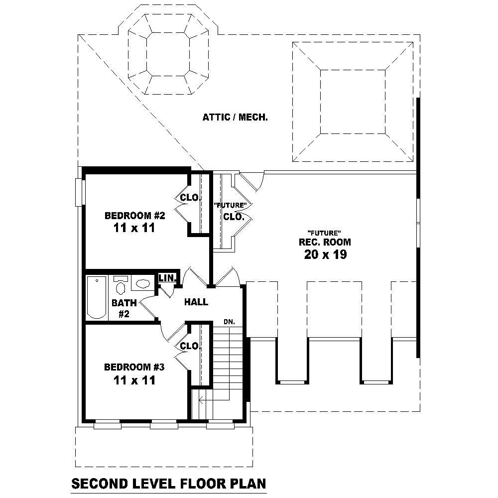 Floor Plan Second Story of Cape Cod Plan #170-1616