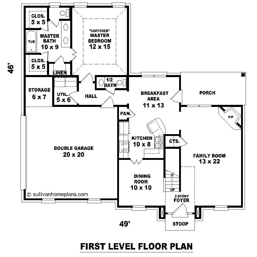 Floor Plan First Story of Small House Plans #170-1617