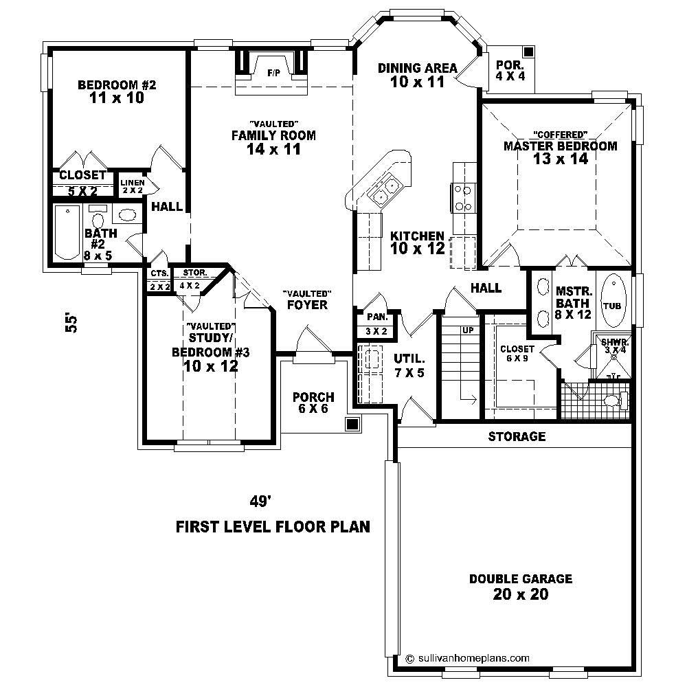 Floor Plan First Story of French Plan #170-1618