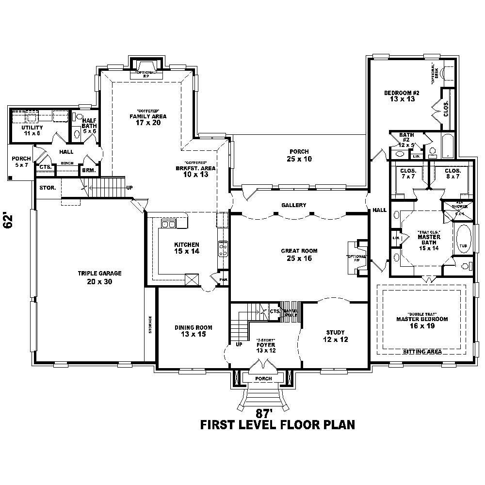 Floor Plan First Story of French Plan #170-1621
