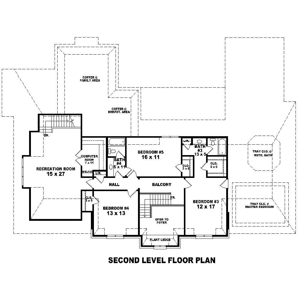 Floor Plan Second Story of French Plan #170-1621