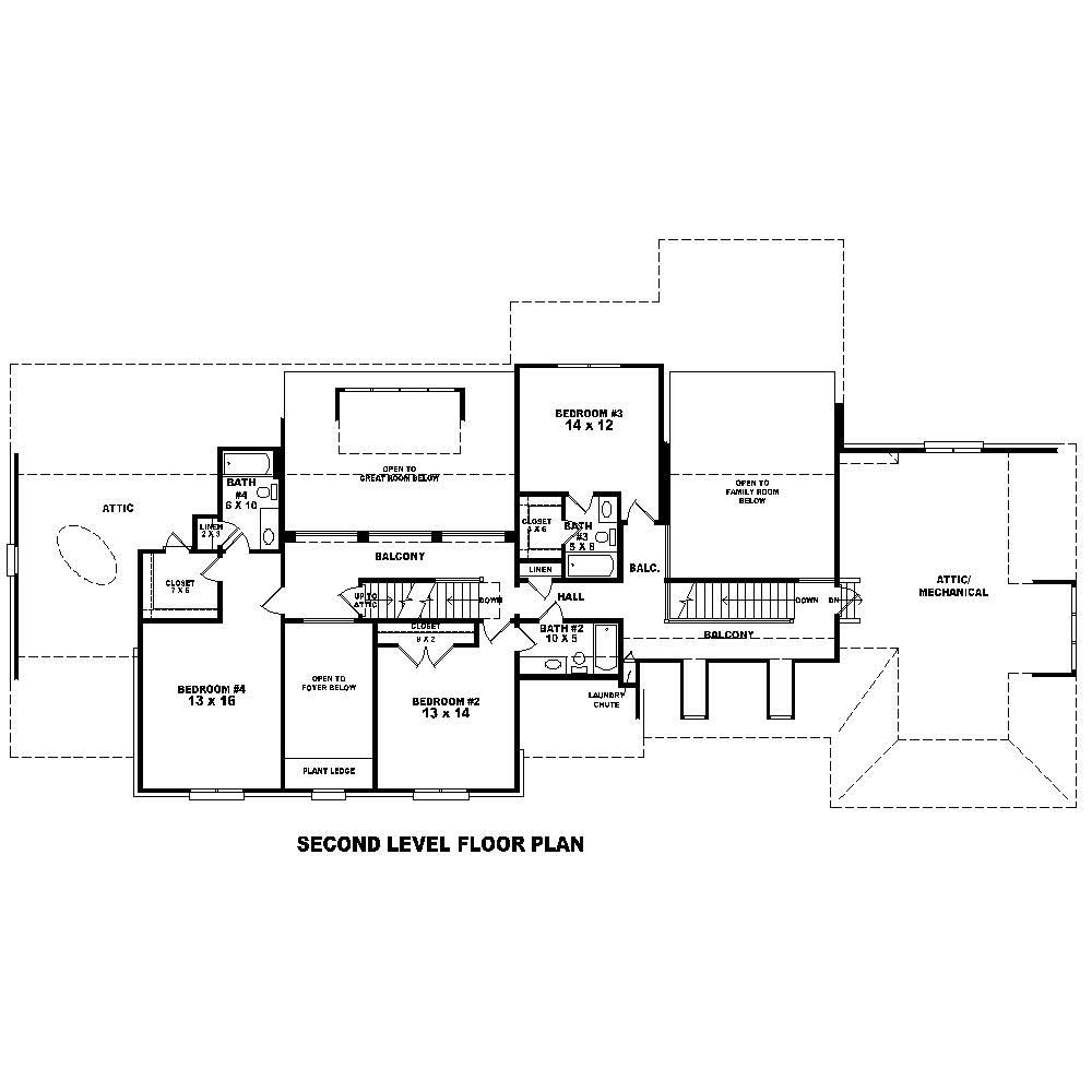 Floor Plan Second Story of French Plan #170-1623
