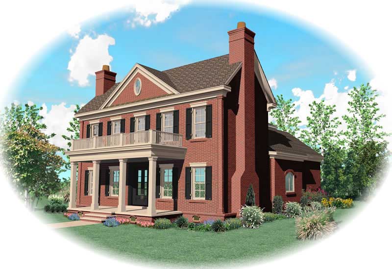 Front view of Southern home (ThePlanCollection: House Plan #170-1630)
