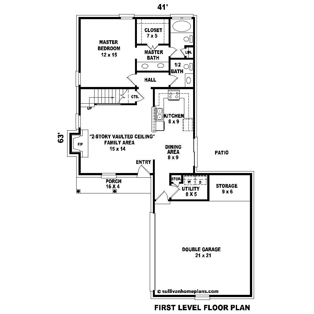 Floor Plan First Story of Small House Plans #170-1634