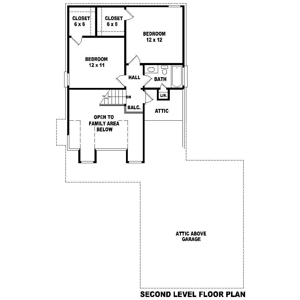 Floor Plan Second Story of Small House Plans #170-1634