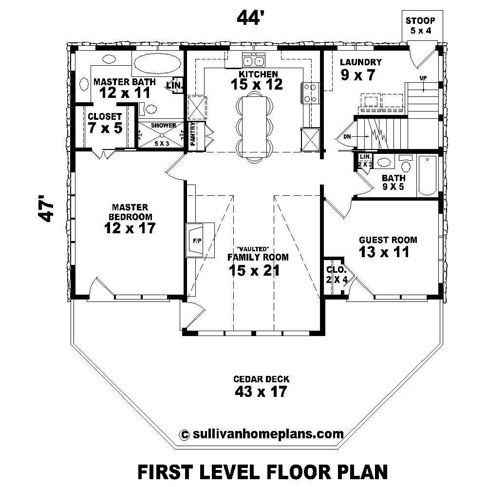 Floor Plan First Story of Coastal Plan #170-1635