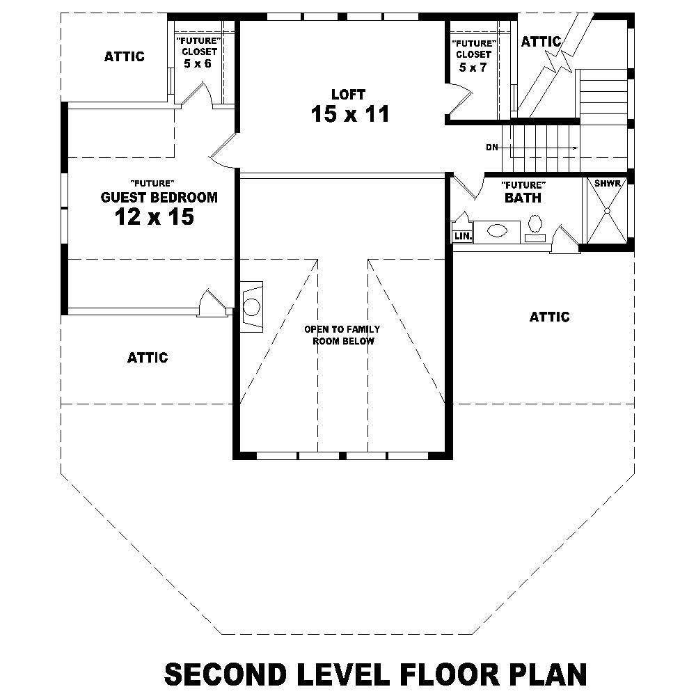 Floor Plan Second Story of Coastal Plan #170-1635