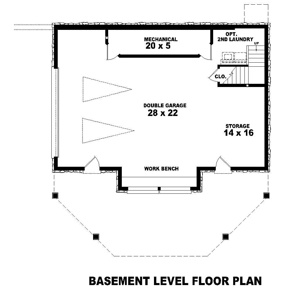 Floor Plan Basement of Coastal Plan #170-1635