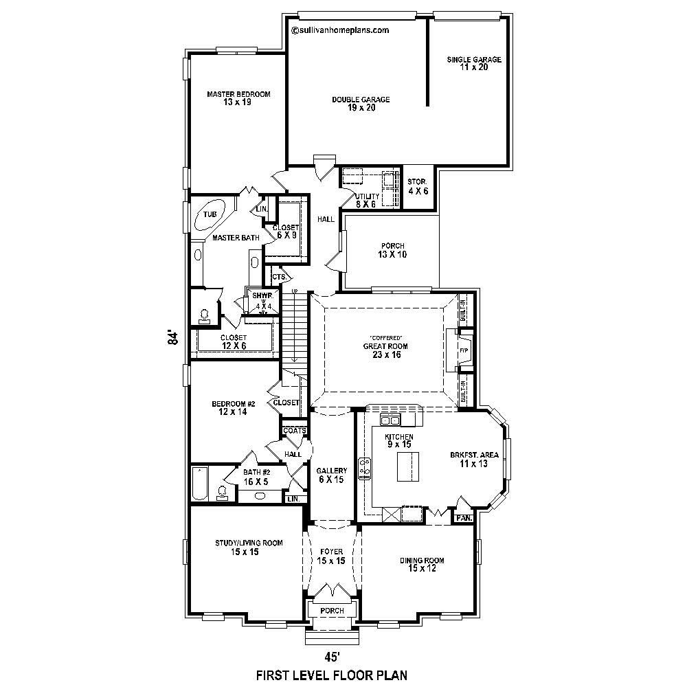 Floor Plan First Story of Luxury Plan #170-1637