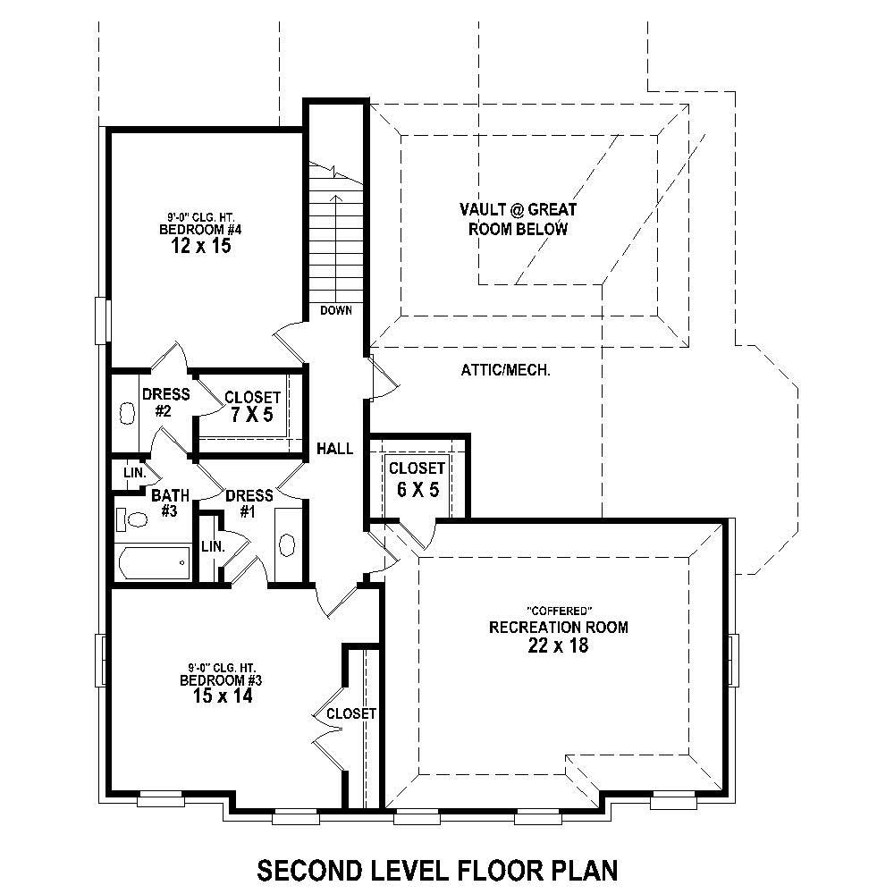 Floor Plan Second Story of Luxury Plan #170-1637