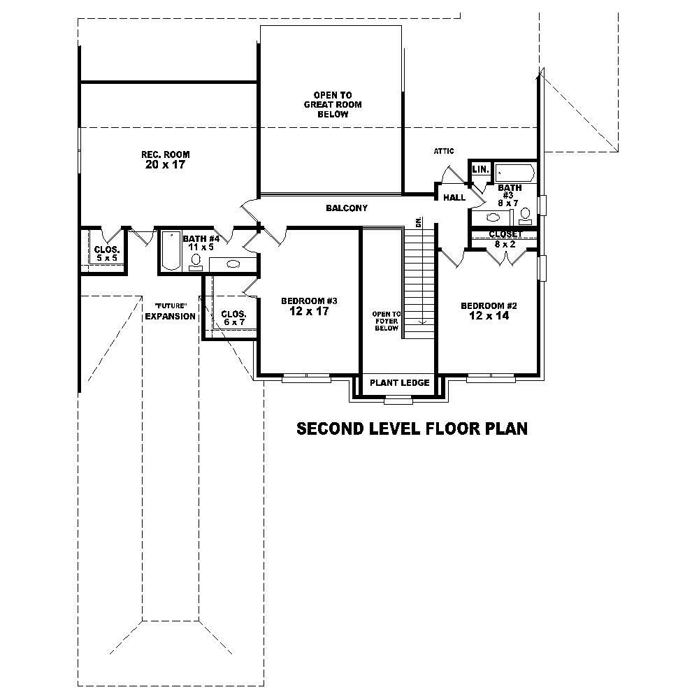 Floor Plan Second Story of Country Plan #170-1638