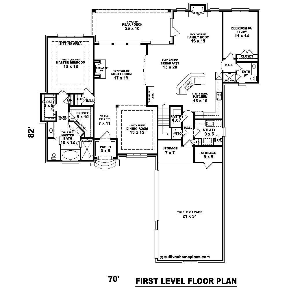 Floor Plan First Story of Country Plan #170-1640
