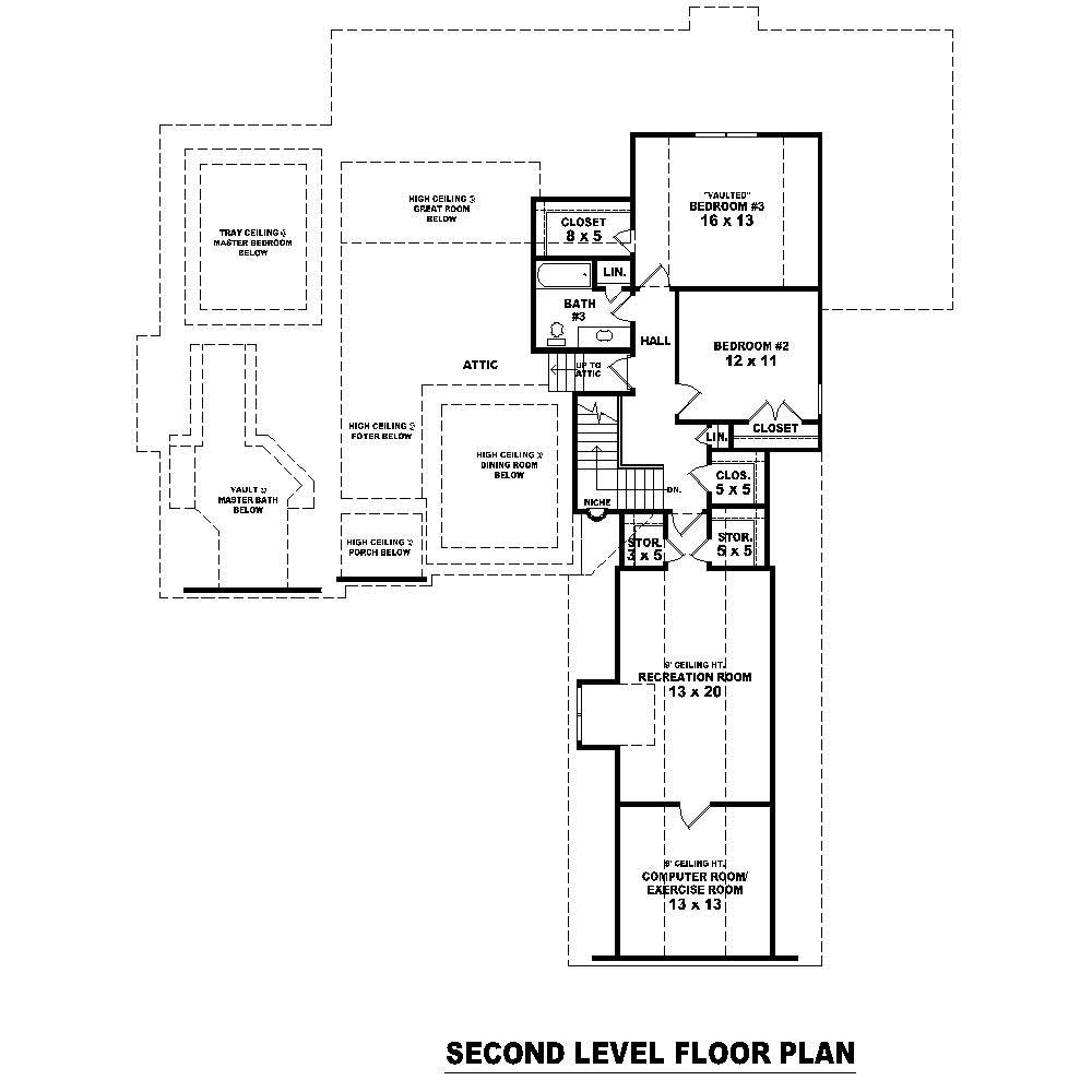 Floor Plan Second Story of Country Plan #170-1640