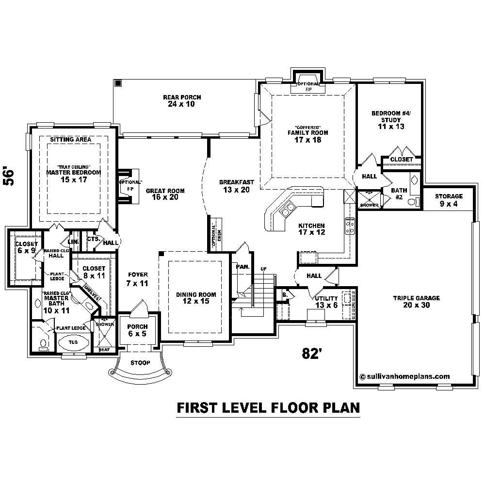 Floor Plan First Story of Country Plan #170-1642