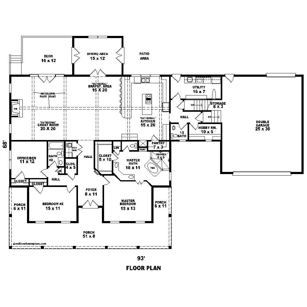 Floor Plan First Story of Country Plan #170-1643