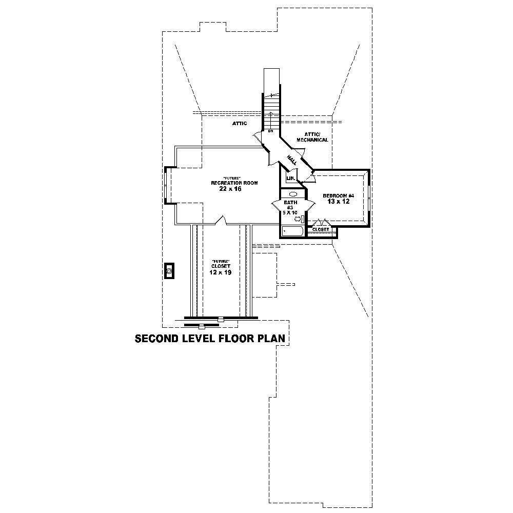 Floor Plan Second Story of French Plan #170-1644