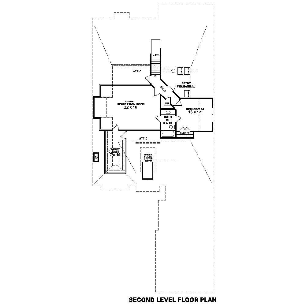 Floor Plan Second Story of French Plan #170-1646