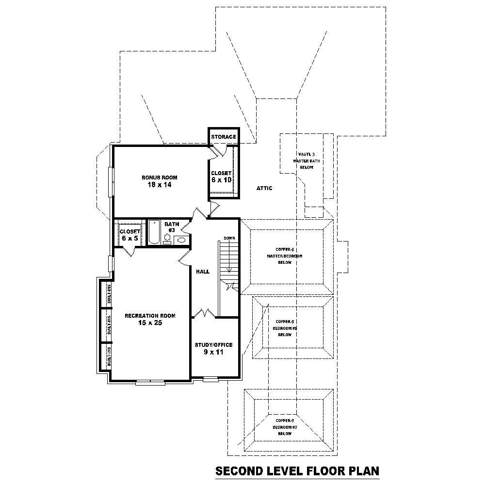 Floor Plan Second Story of French Plan #170-1647
