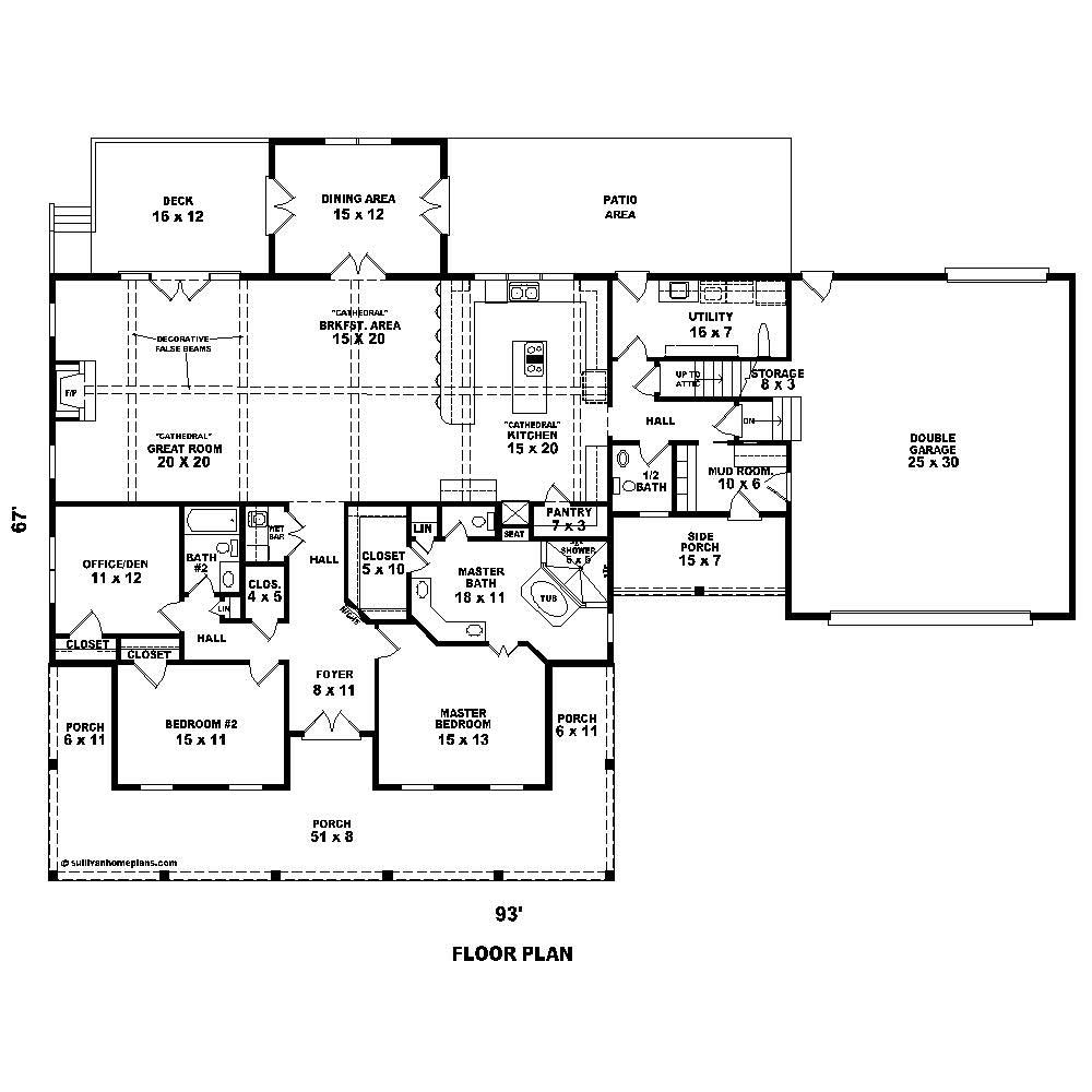 Floor Plan First Story of Country Plan #170-1648