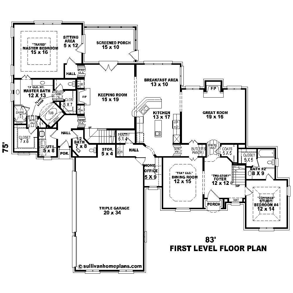 Floor Plan First Story of Country Plan #170-1649