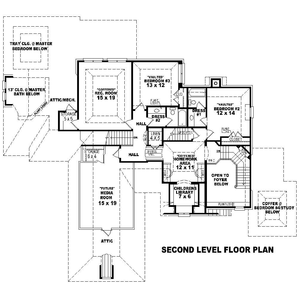 Floor Plan Second Story of Country Plan #170-1649