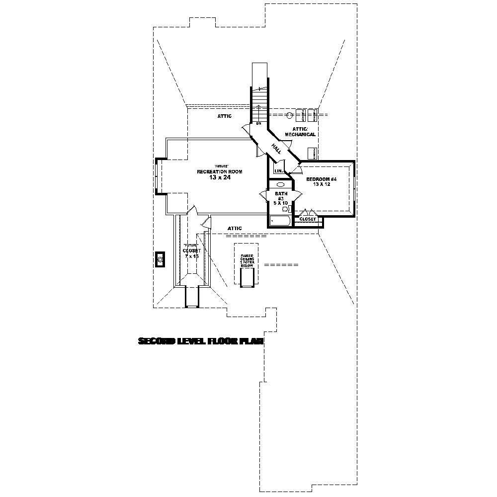 Floor Plan Second Story of French Plan #170-1650