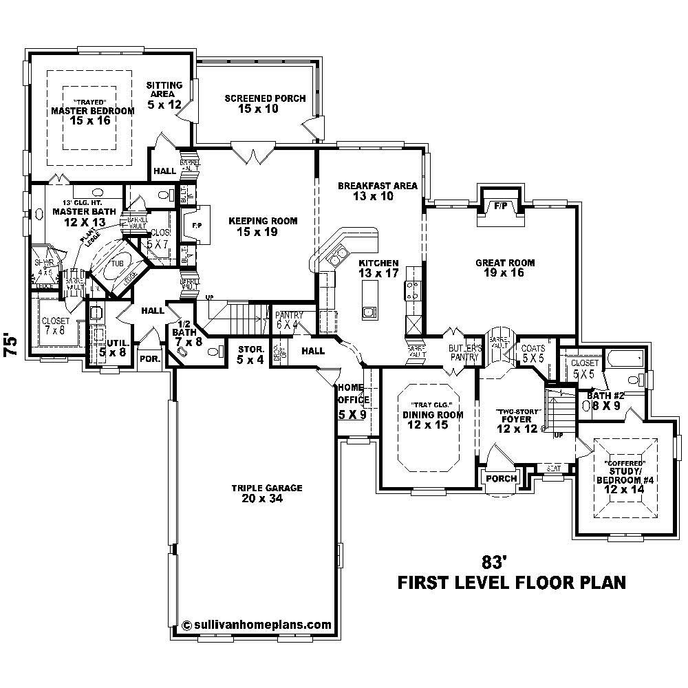 Floor Plan First Story of Country Plan #170-1651