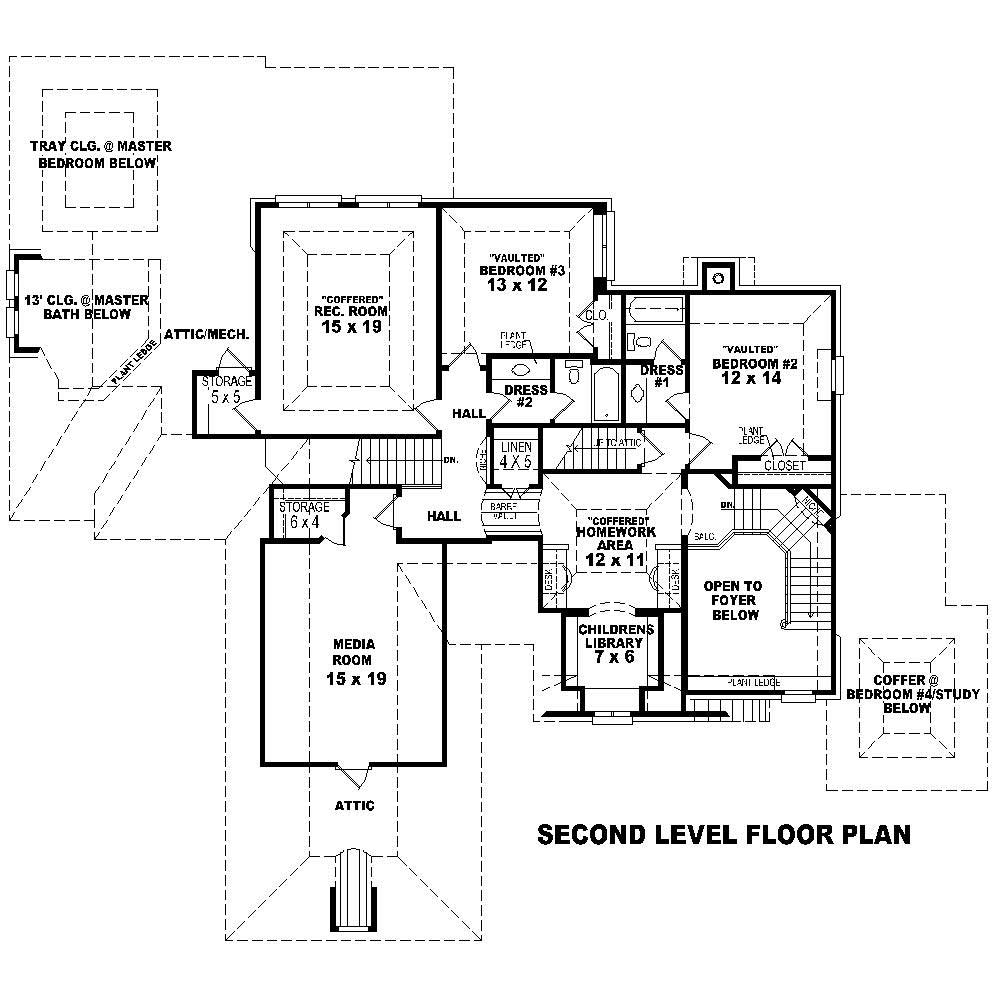 Floor Plan Second Story of Country Plan #170-1651
