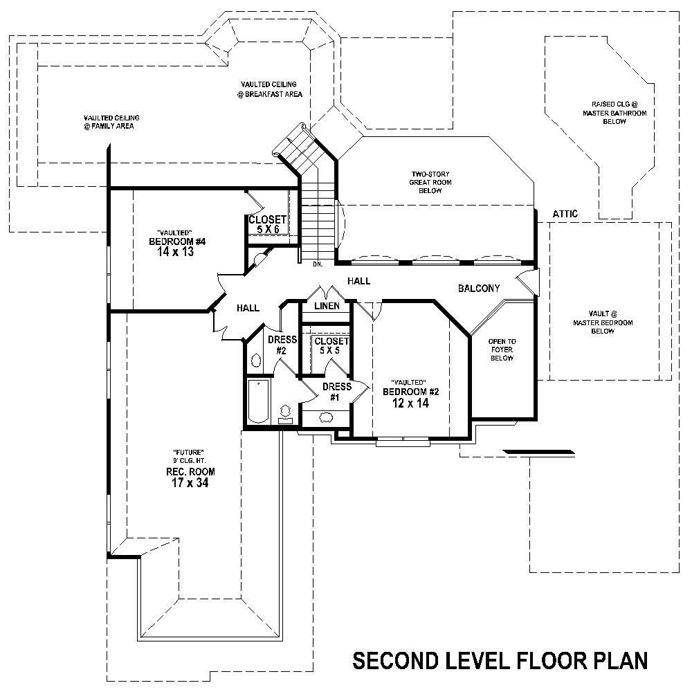 Floor Plan Second Story of Country Plan #170-1656