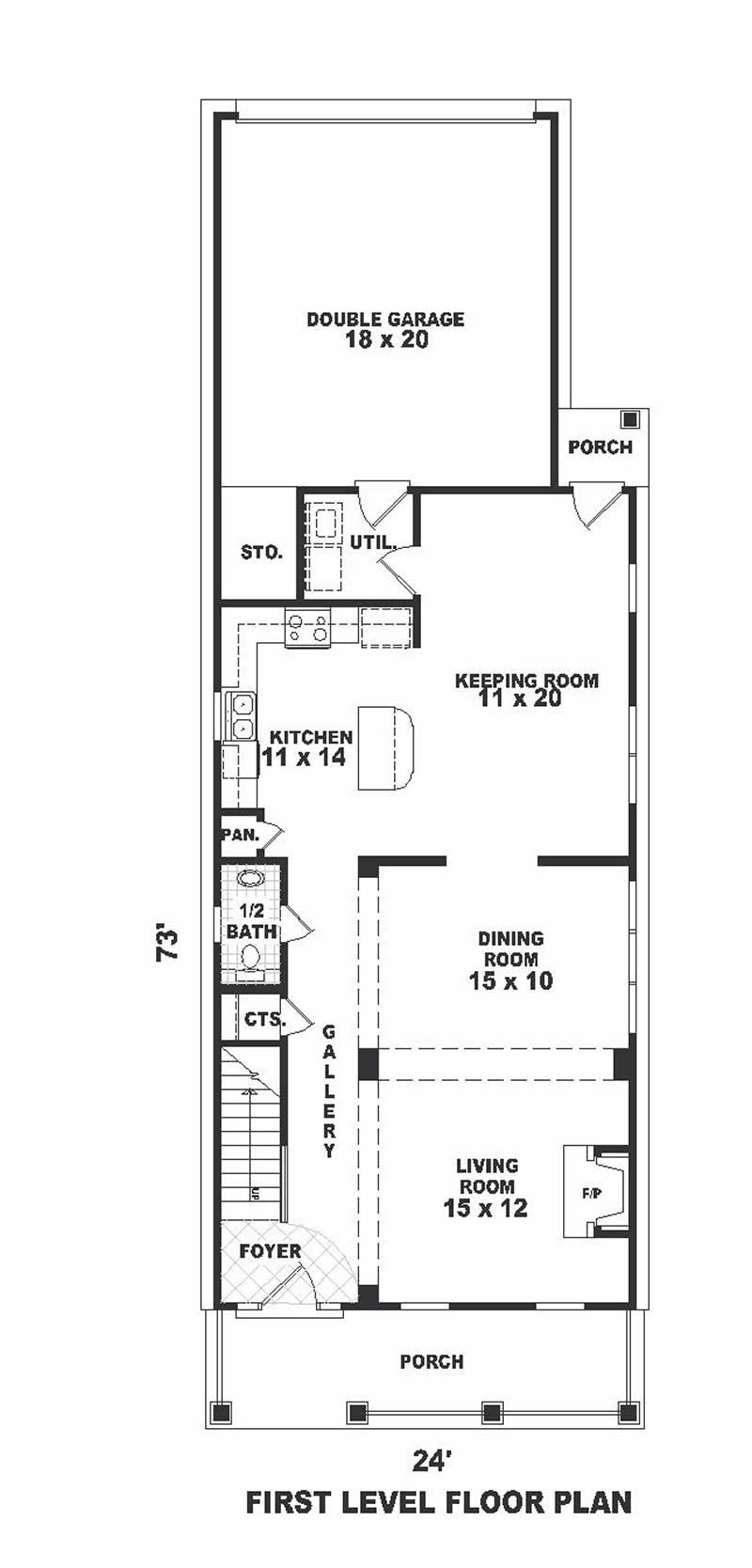 Floor Plan First Story of Colonial Plan #170-1657