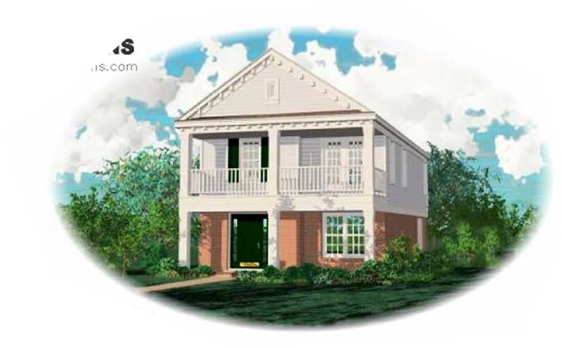 Front view of Southern home (ThePlanCollection: House Plan #170-1659)