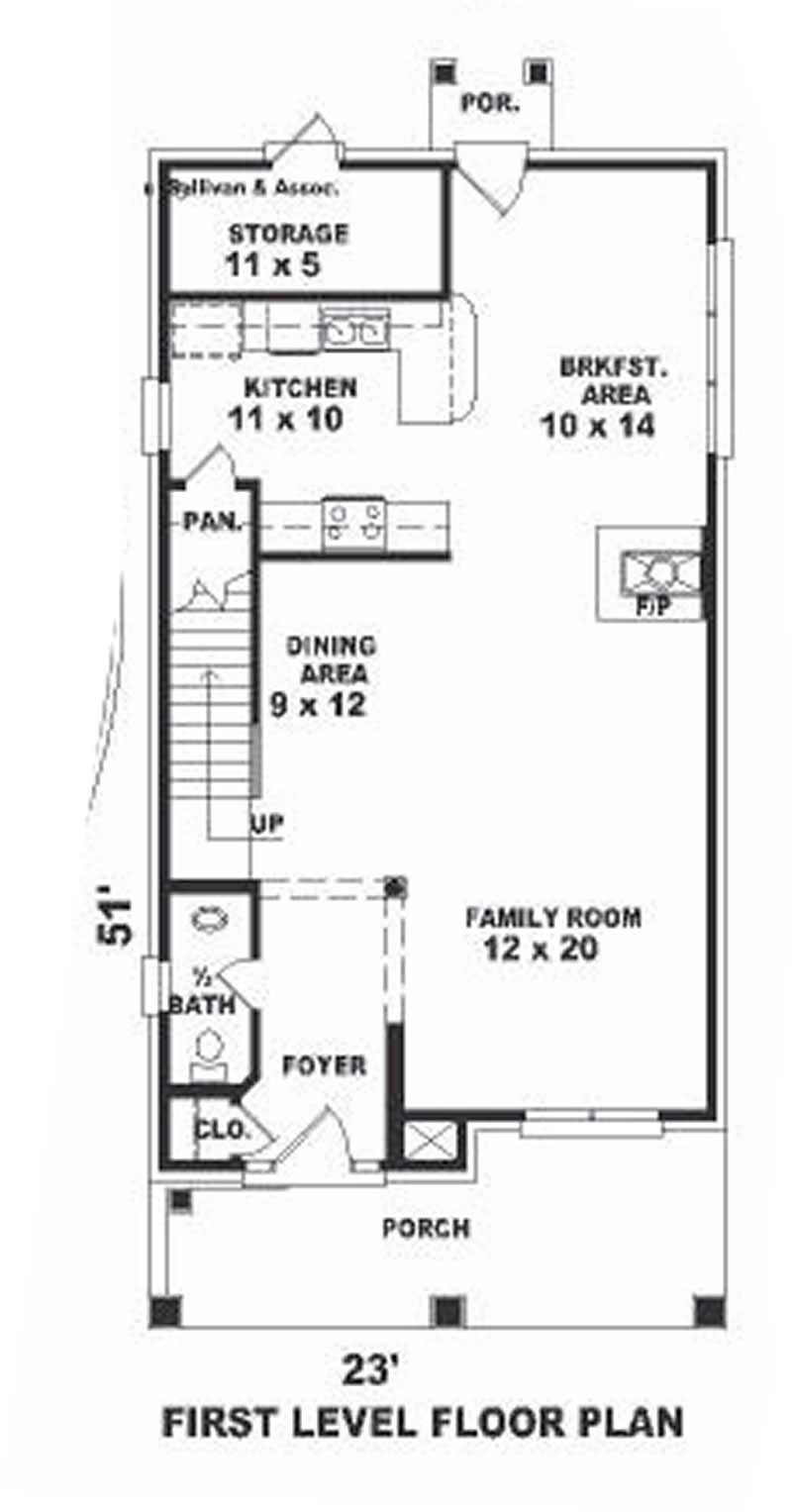 Floor Plan First Story of Southern Plan #170-1659