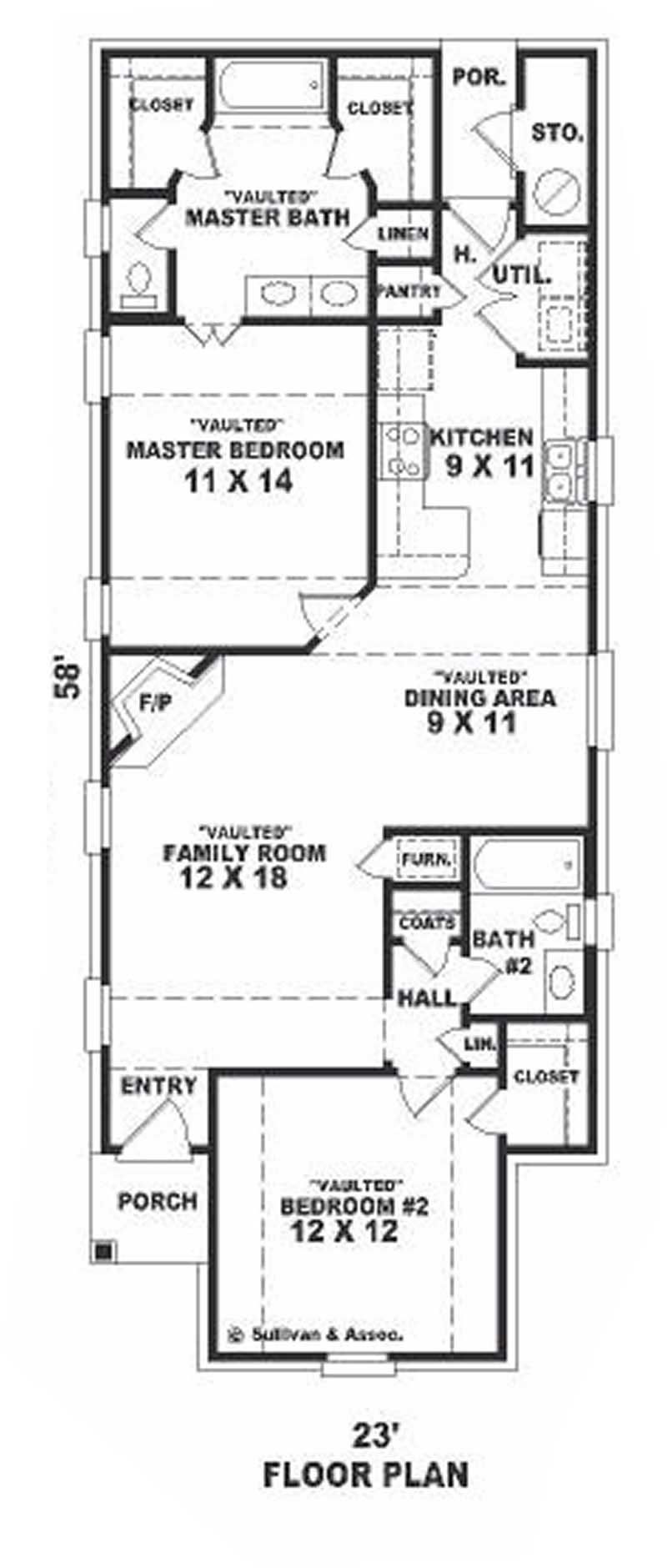Floor Plan First Story of Bungalow Plan #170-1661