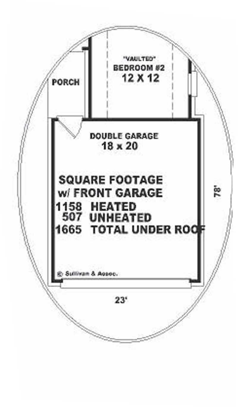 Floor Plan Second Story of Bungalow Plan #170-1661