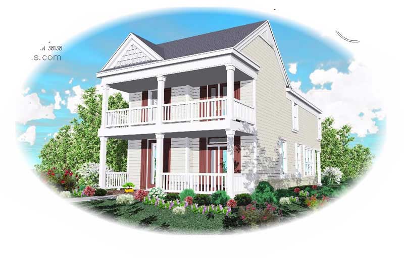 Front view of Colonial home (ThePlanCollection: House Plan #170-1665)