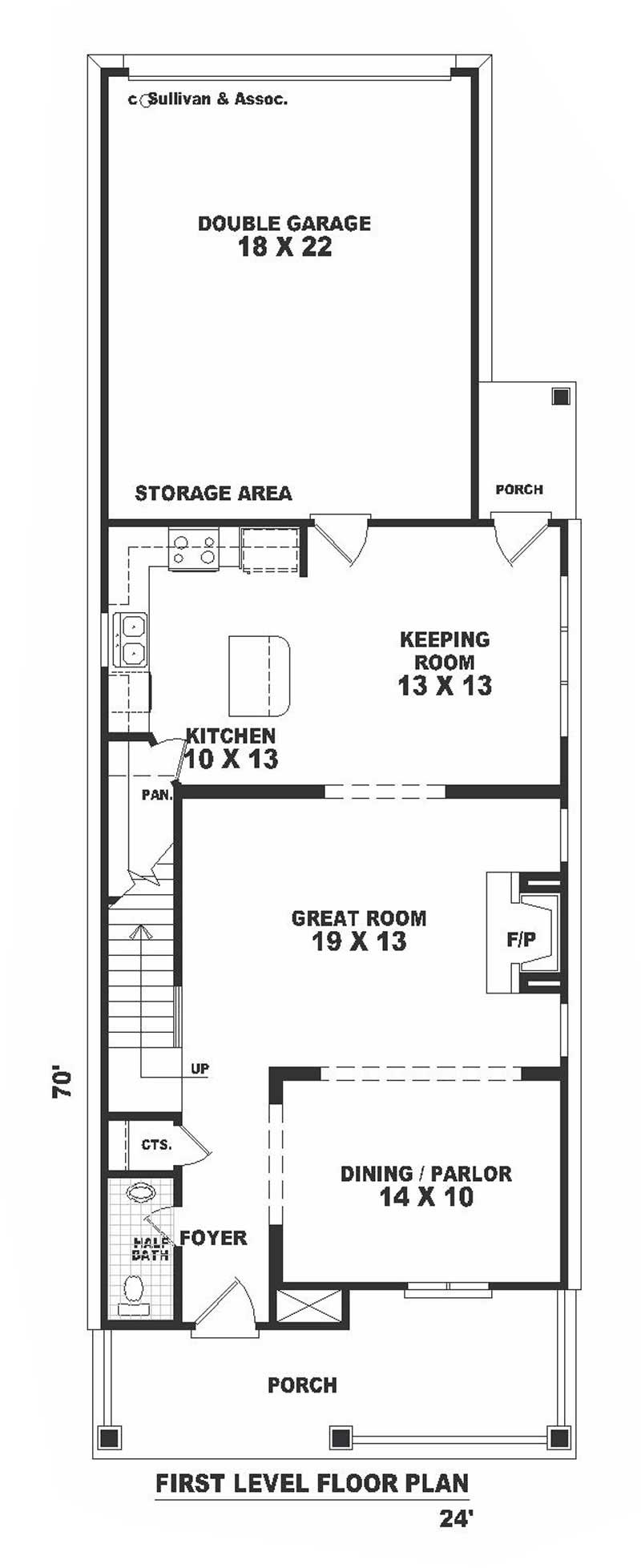 Floor Plan First Story of Colonial Plan #170-1665