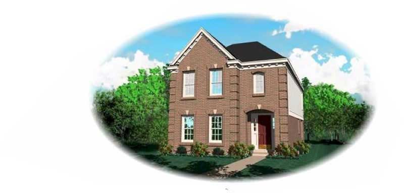 Front view of European home (ThePlanCollection: House Plan #170-1666)