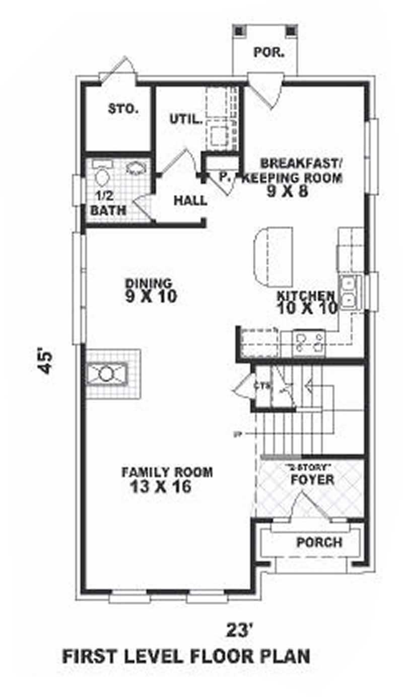 Floor Plan First Story of European Plan #170-1666