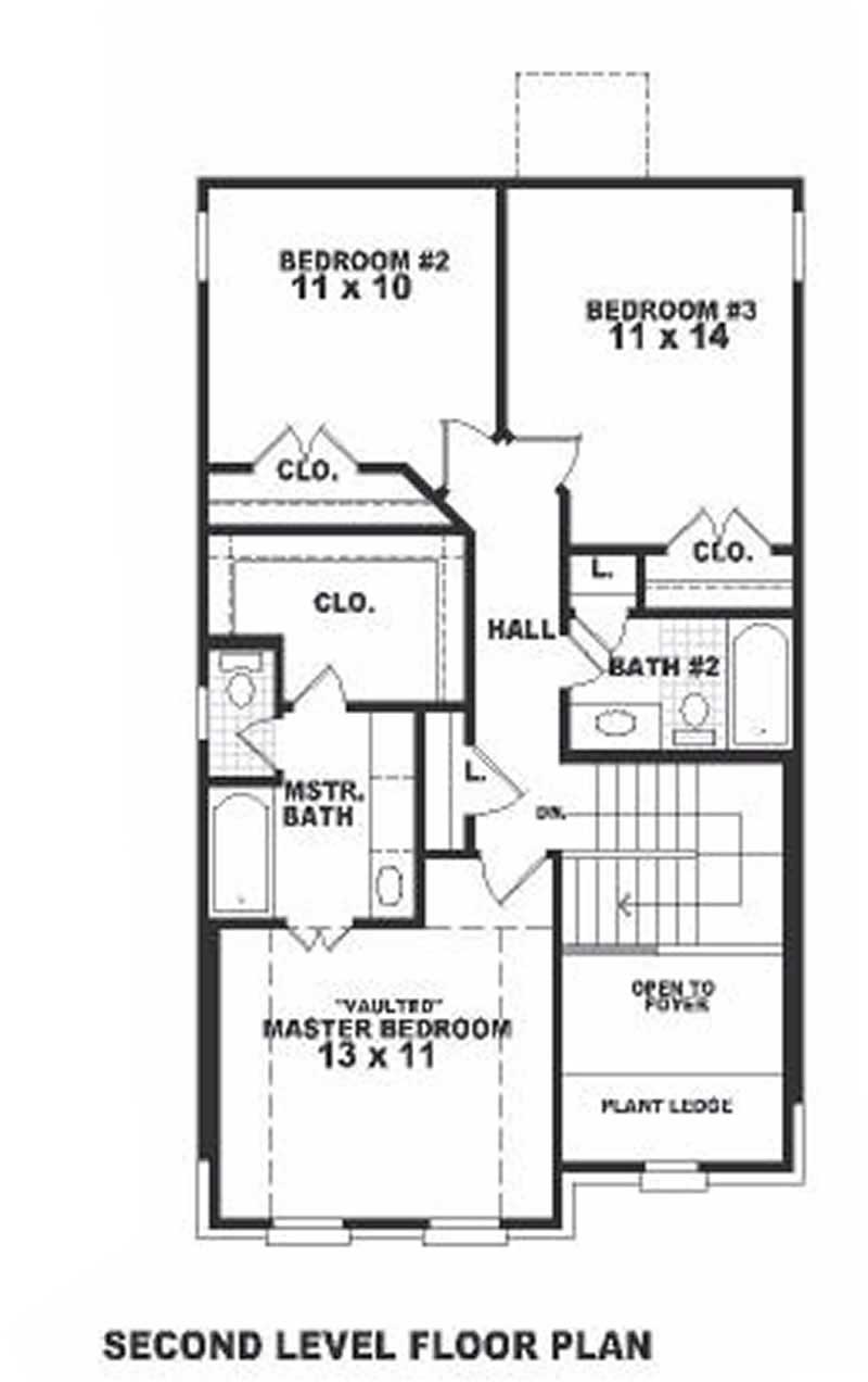 Floor Plan Second Story of European Plan #170-1666