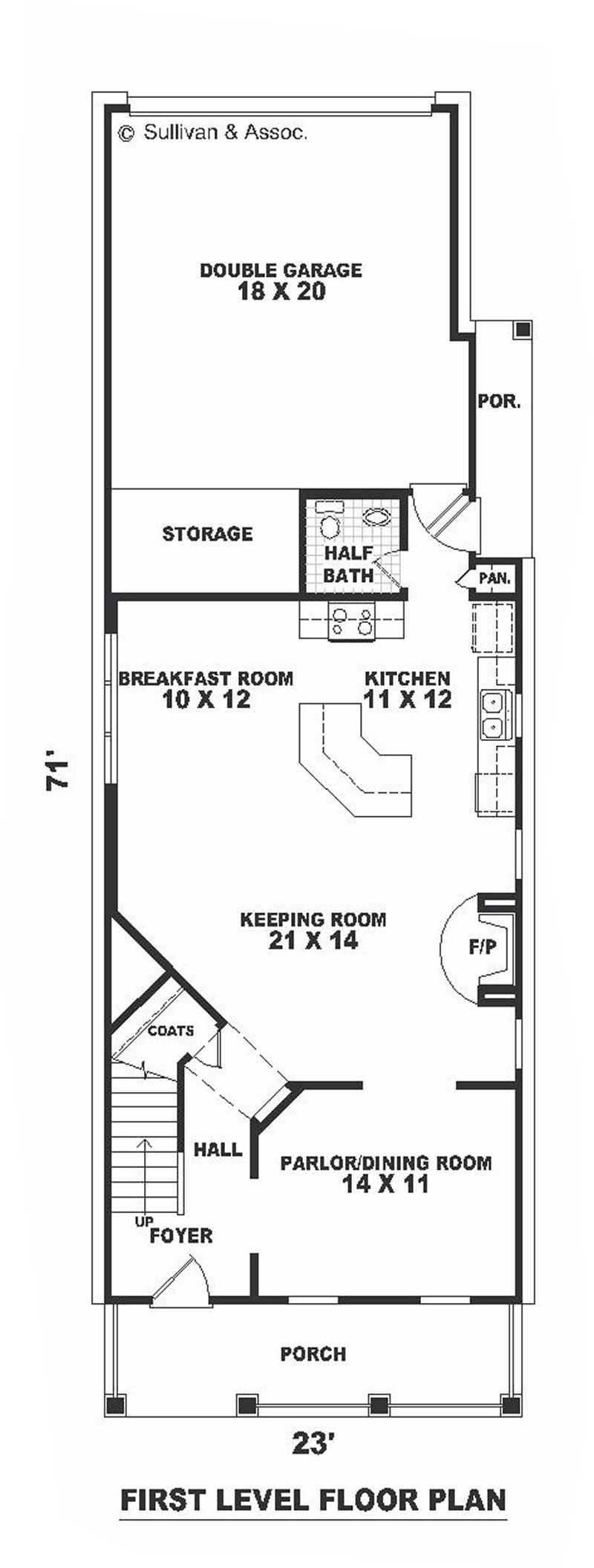 Floor Plan First Story of Colonial Plan #170-1667