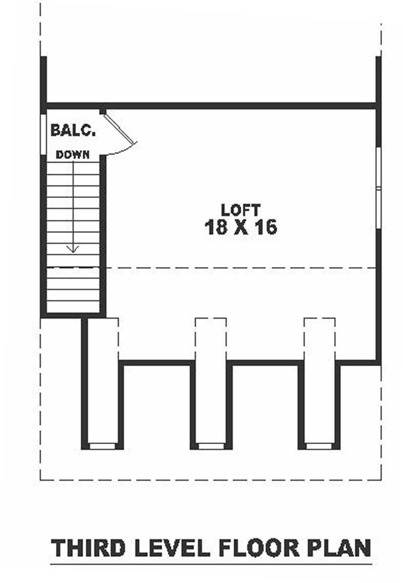 Floor Plan Third Story of Colonial Plan #170-1667