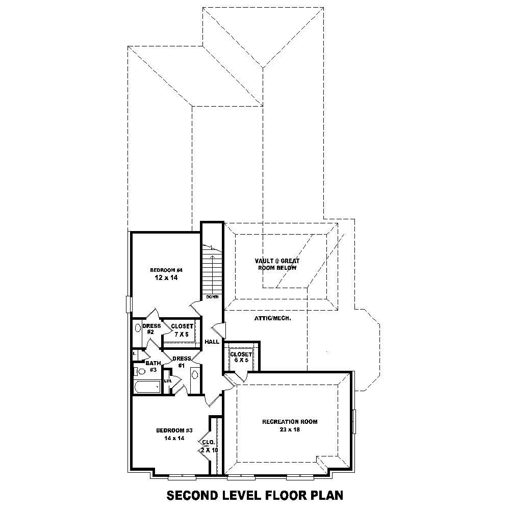 Floor Plan Second Story of Country Plan #170-1670