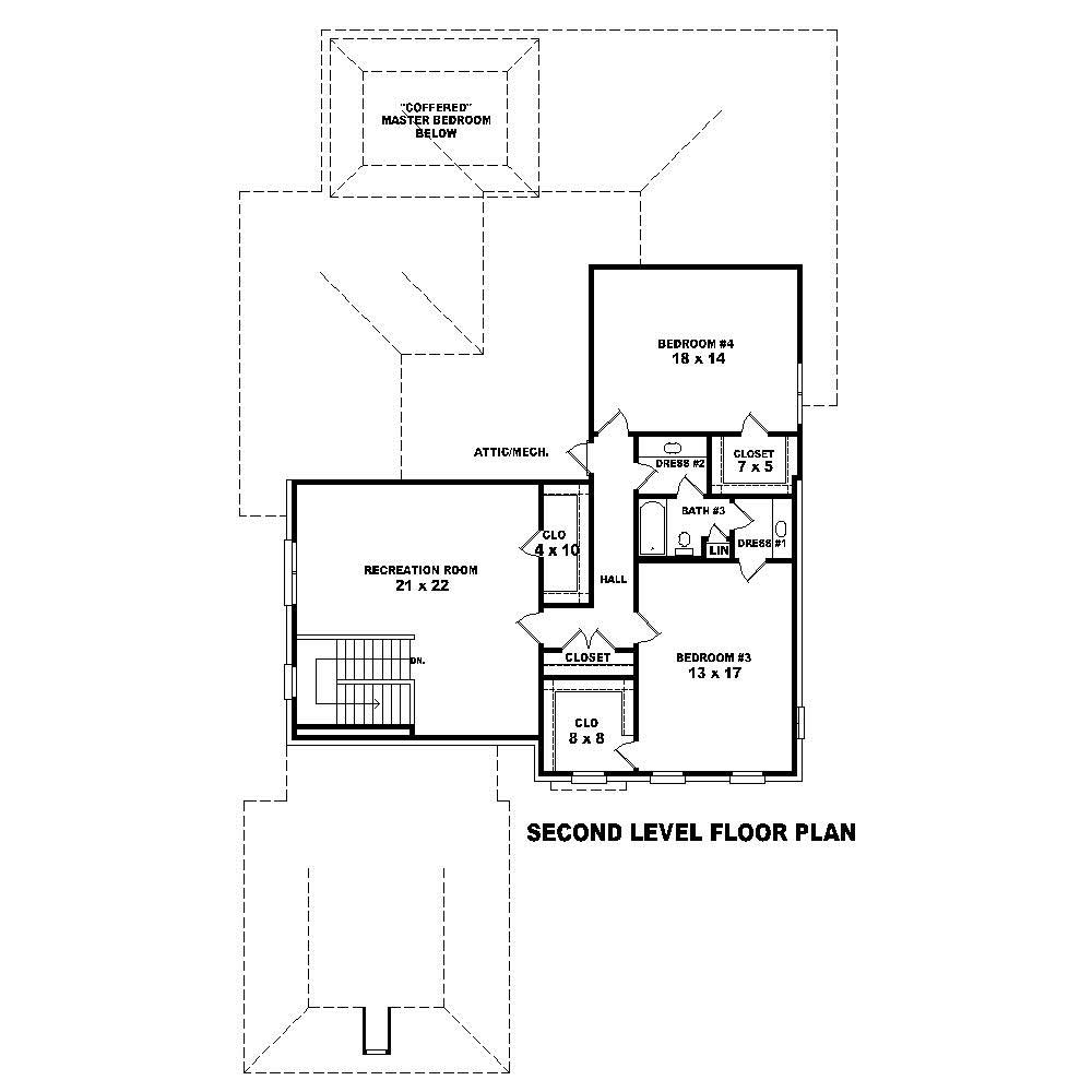 Floor Plan Second Story of Luxury Plan #170-1672