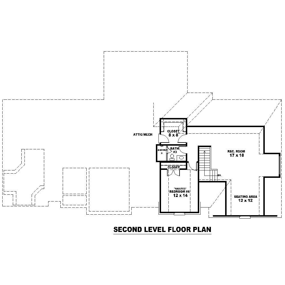 Floor Plan Second Story of French Plan #170-1674
