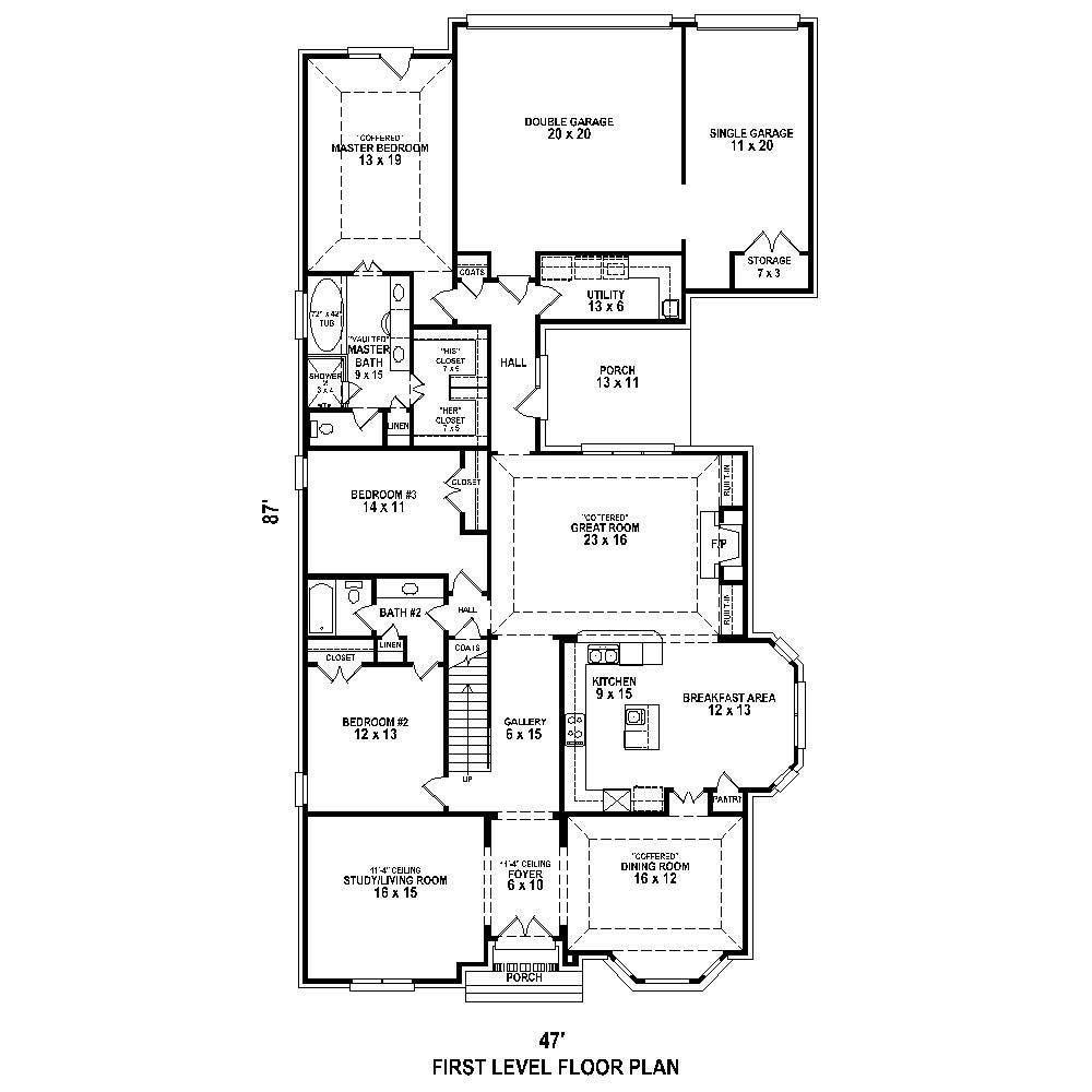 Floor Plan First Story of French Plan #170-1675