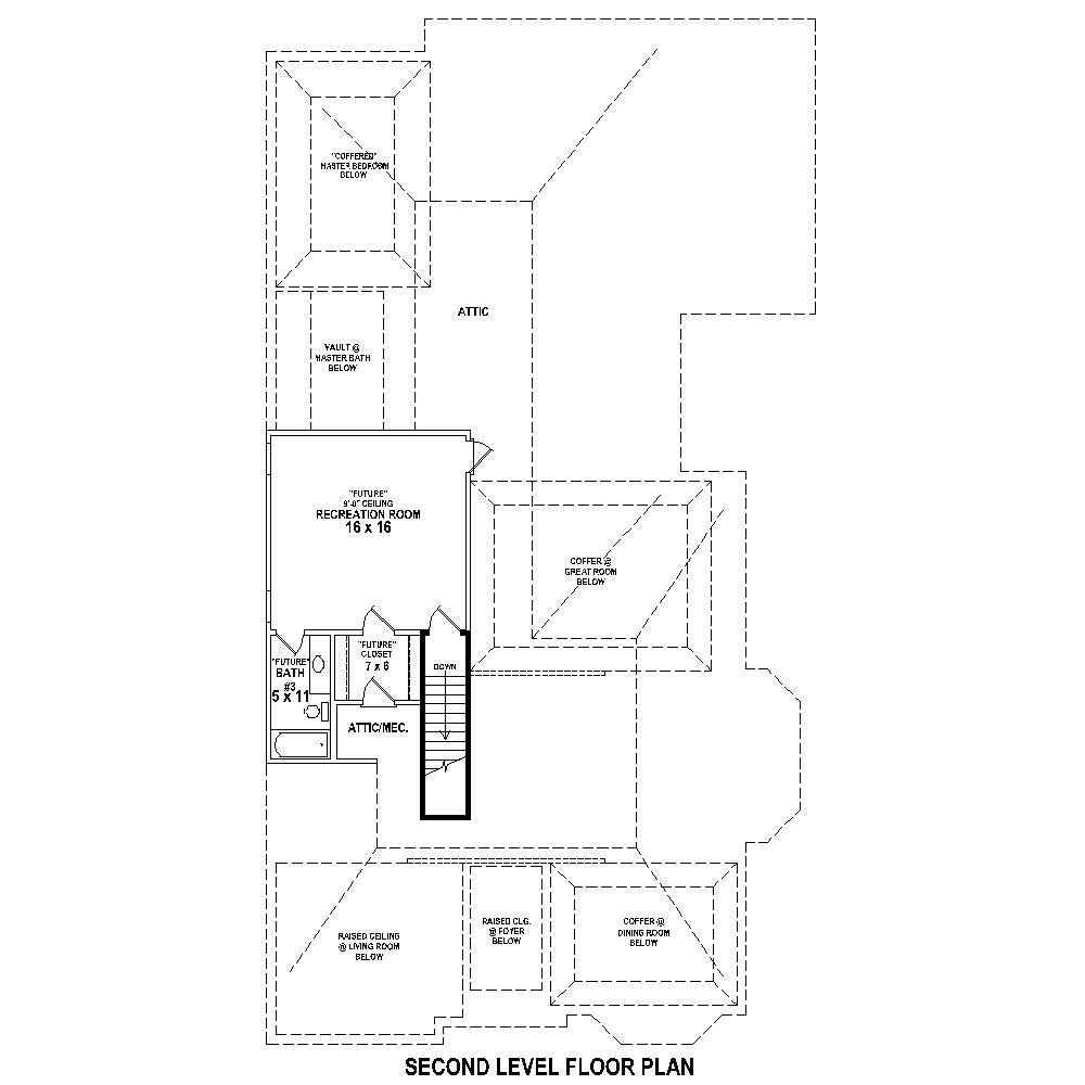 Floor Plan Second Story of French Plan #170-1675
