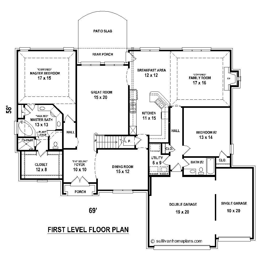 Floor Plan First Story of French Plan #170-1676
